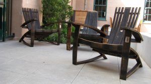 Three Whiskey Barrel Chairs at Stone Brewing Company Liberty Station | Hungarian Workshop