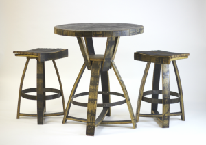Whiskey barrel bar set by The Hungarian Workshop